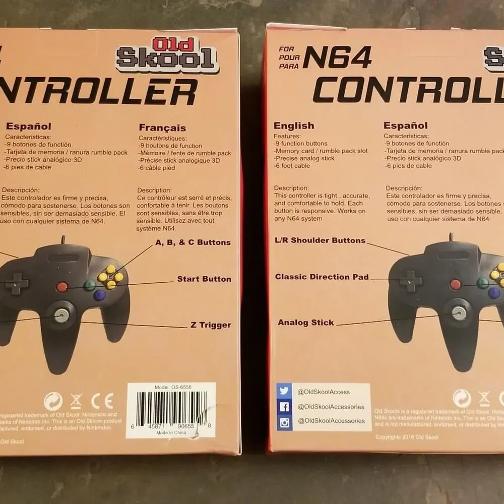 2 N64 Controllers - Red & Blue (NEW) - Nintendo - Nintendo64 - Old Skool